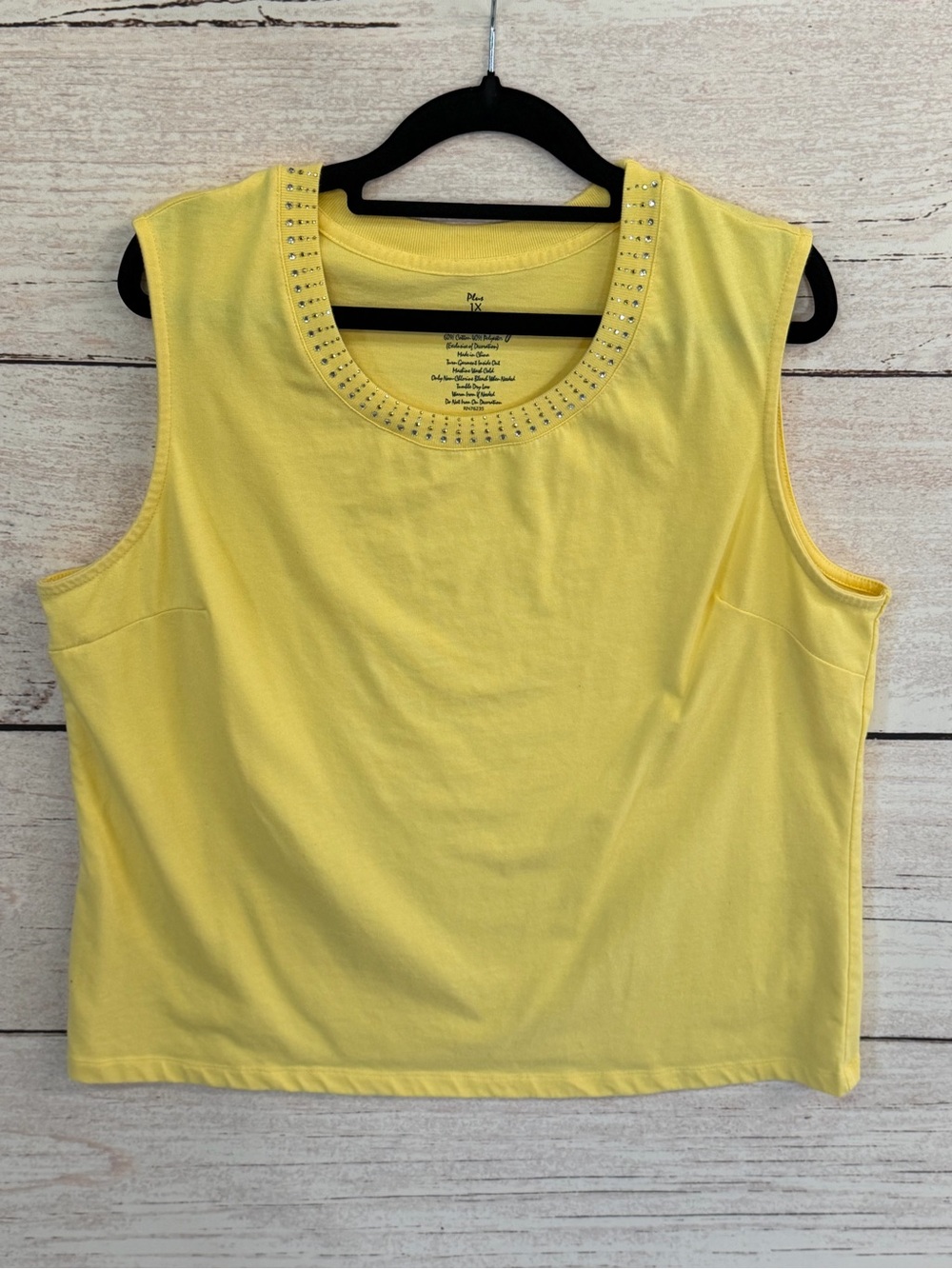 Coral Bay Yellow Jeweled Scoop-Neck Tank